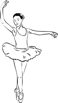a sketch of a girl dancer dancing on pointe