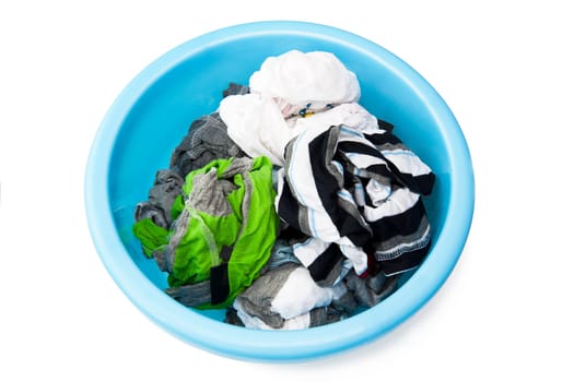 Washed clothes on the white background