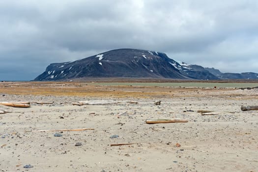 Lonely Beach in the High Arctic in the Svalbard Islands in Norway