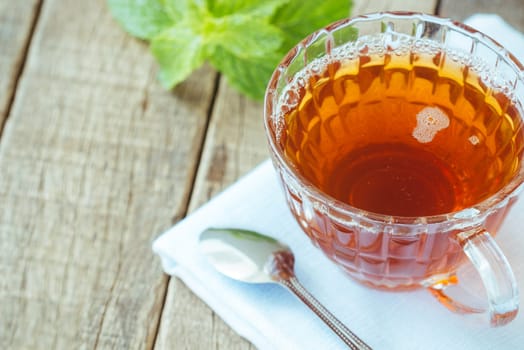 tea beverage on wood background