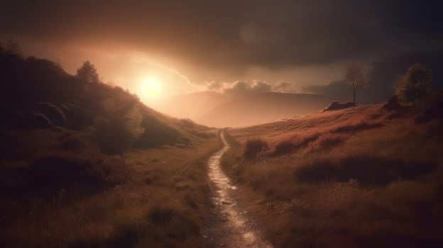 This breathtaking photo captures the beauty of a scenic landscape, showcasing a winding path that leads through a stunning natural setting. Shot in 8K resolution, the image is incredibly detailed and features vibrant colors and textures that transport you into the heart of nature.