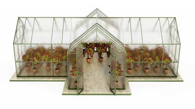 Greenhouse isolated on transparent background. 3D illustration.
