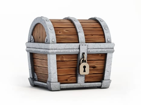Cartoon treasure chest isolated on white background. 3D illustration.