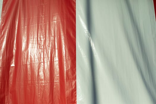 Red and white. Cover in jacket. City chicken wall. Vinyl banner.
