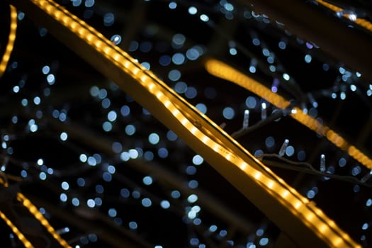 LED String Lights. Tape with lamps. Background of lights. Light bulbs.