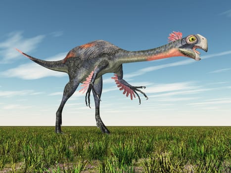 Computer generated 3D illustration with the dinosaur Gigantoraptor
