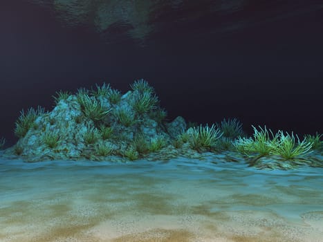 Computer generated 3D illustration with an underwater landscape
