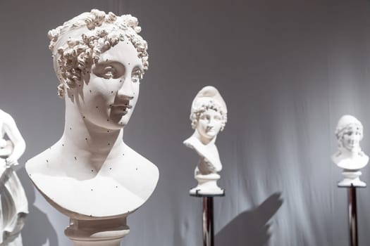 Bassano del Grappa, Italy - December 2022: art museum interior with famous ancient sculpture by Antonio Canova