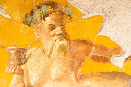 Italy, Pompeii - Roman house interior, antique fresco decoration, ancient wall painting