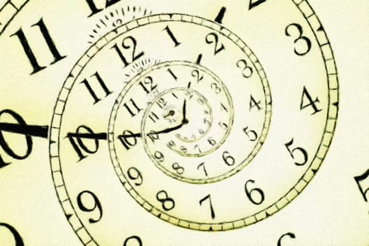Creative image - hypnotic clock background. Concept of hypnosis, subconscious, suggestion.