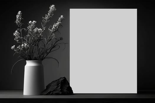 Home interior poster mock up with vertical frame - wall mockup interior. Wall art. 3d rendering, 3d illustration