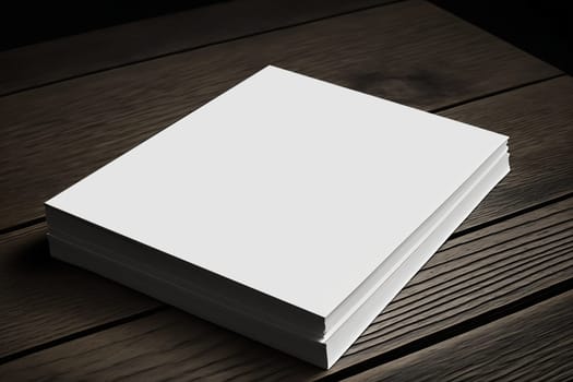 Book cover blank white vertical design template on a table - room interior