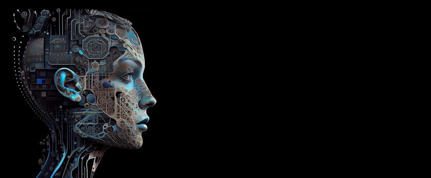 Cyborg woman, artificial intelligence robot, futuristic technology, humanoid science, generative AI