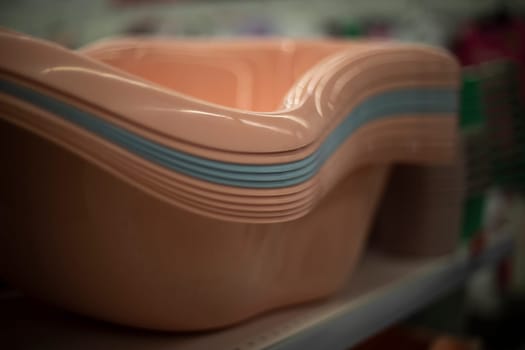 Baby bath. Products for children. Bathroom accessory for baby. Plastic basin. Baby bath.