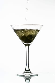 martini splash on white bar background