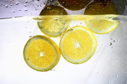 orange in ice cube frozen background