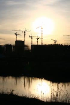 construction sunset industry background