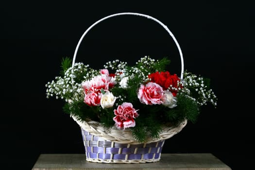 Bouquet on a table very beautiful flowers red and white