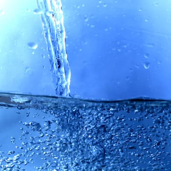 great blue water splash close up macro