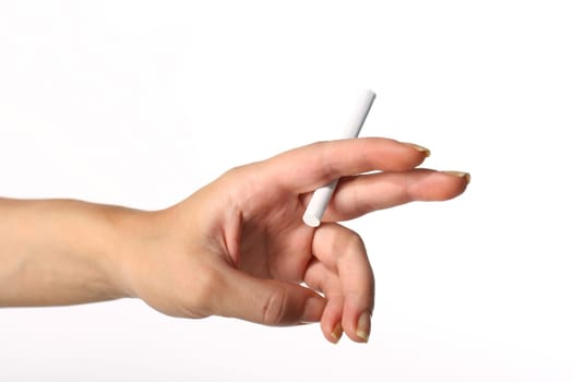 cigarette in girl hand risk concept