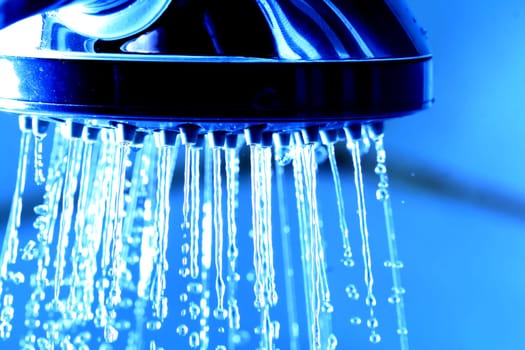 fresh shower clean blue water jet