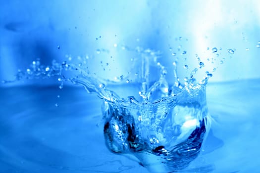 blue water splash macro close up
