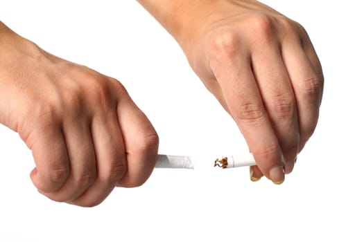 hand broke cigarette no smoke concept