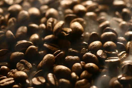 coffee beans Grains of coffee let out aroma and smells drawing of attention