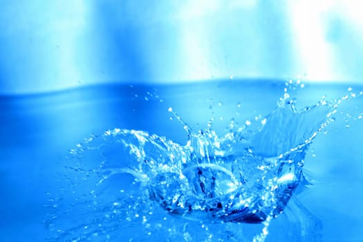 blue water splash macro close up