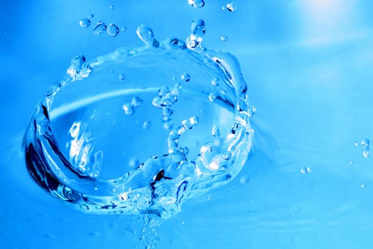 blue water splash macro close up