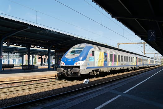 popular with tourists regional train of the railroad company SNCF from Colmar to Strasbourg in France in Colmar station