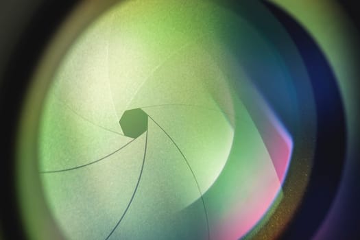 Aperture blades exposed with depth of field in the hole.