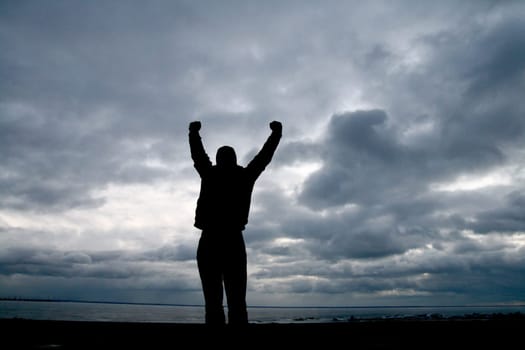 man stay in the cloud sky