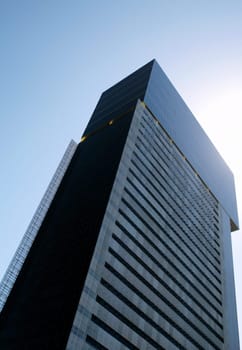 Looking up at a city office building
