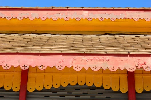 Detail of a Buddhist temple roof in Thailand