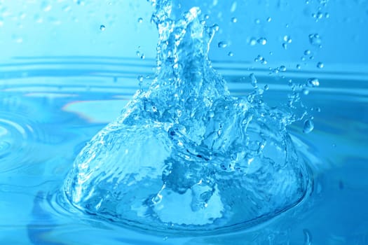 blue water splash macro close up