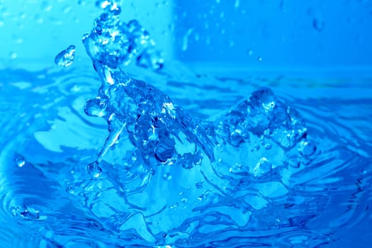blue water splash macro close up