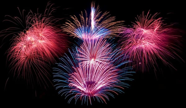 Various details of traditional pyrotechnical firework displays