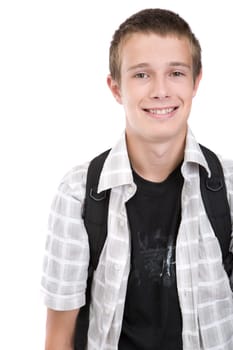 casual happy teenager over white background
