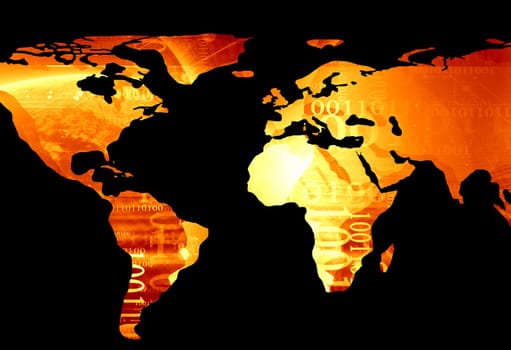 digital world on a solid black background