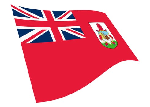 A Bermuda waving flag 3d illustration isolated on white with clipping path