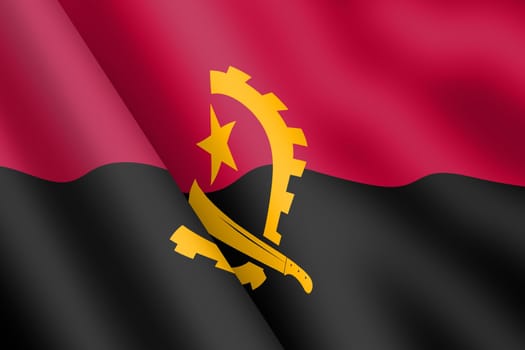 An Angola waving flag 3d illustration wind ripple