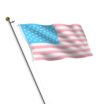 A USA transgender flagpole 3d illustration on white with clipping path