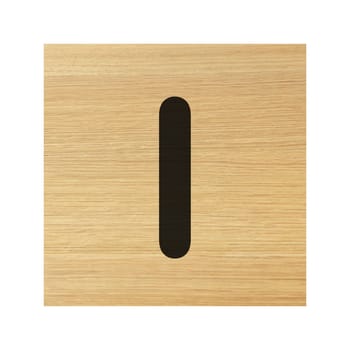 A capital I wood block on white with clipping path