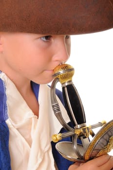 Boy Pirate isolated on black with a cutlass