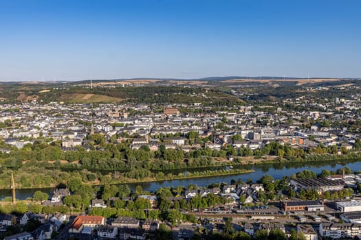 Trier, Moselle Valley, Mary's Column, sunshine, panorama, city view, Germany, Rhineland-Palatinate, landscape, architecture, sky, cloudless, summer, tourism, destination, sight, history, culture, vantage point, nature, mountain view, relaxation, leisure activity, photography, postcard, city, view, landscape, panorama, sky, architecture, travelling, river, europe, site image, building, summer, cloud, urban, hills, mountain