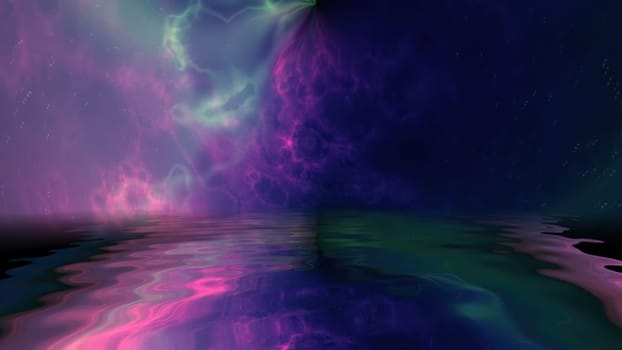 Space Universe With Stars And Galaxies reflected in water,Space Universe With Stars And Galaxies reflected in water