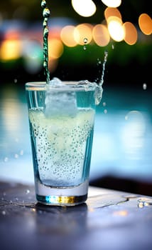 Summer drinks refreshing cocktails on green background