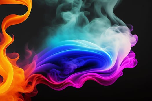 Abstract colorful ink and smoke waves