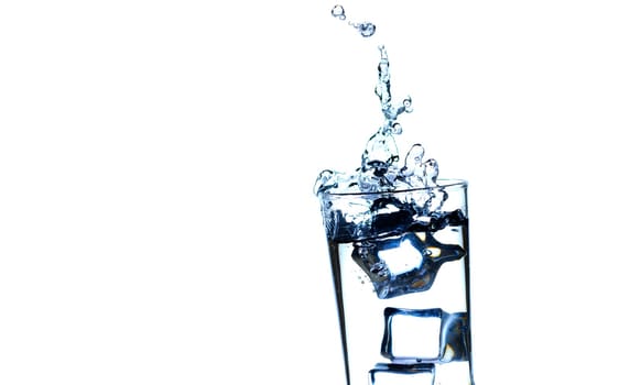 The image of pouring drinking water, into a glass, that makes one feel refreshed isolated on white background, Splashing water, Sparkling water